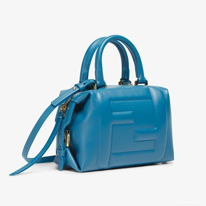 Cheap Mini Blue Bag In Nappa Leather FF Fendi Cube 0711